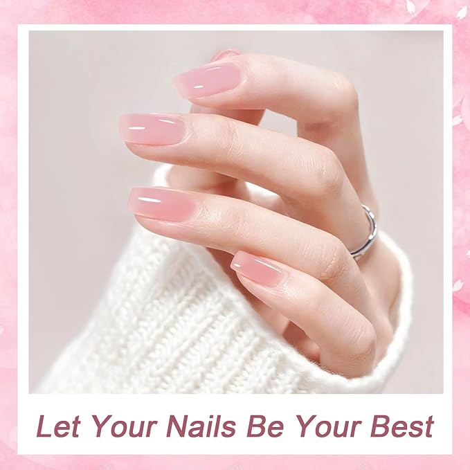 JODSONE 18ml Jelly Gel Nail Polish Crystal Pink for Salon Manicures and Nail Art DIY at Home Sheer Gel Polish Need U V Cured Gift for Women