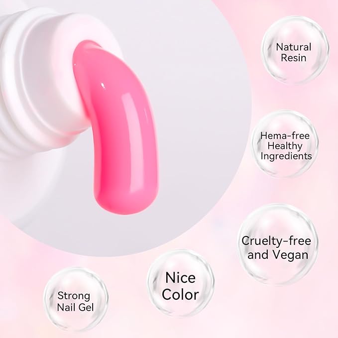 Makartt Hema-Free Poly Nail Gel Set: White & Hot Pink Color, Strong Builder for Extension Strengthener 3D Diy, Long-lasting for Nails French Manicures Home Salon-2PCs 30ML