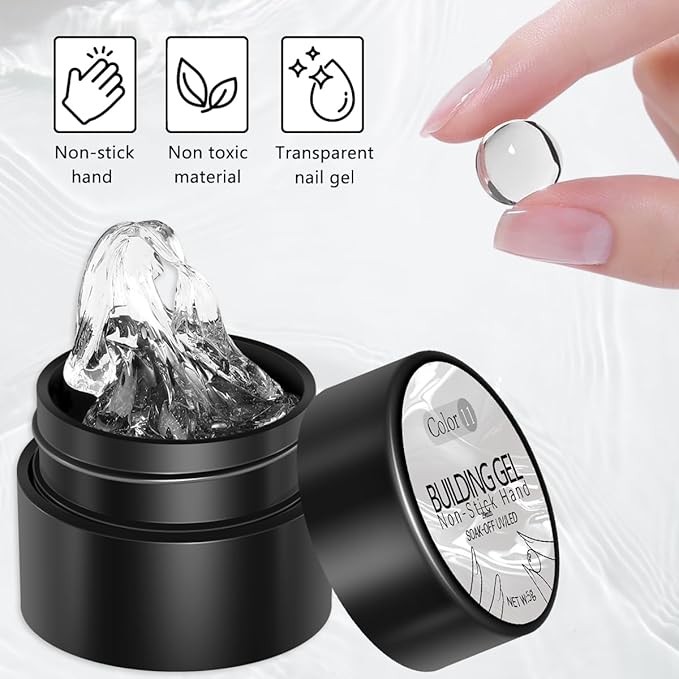 2PCS Clear 3D Sculpting Gel Kit - Non-Sticky Hand Carving Gel with Silicone Pen for Nails 3D Flowers Nail Design Manicure Salon Supplies
