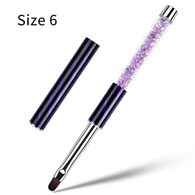 3Pcs Oval UV Builder Gel Nail Brush Set Rhinestone Handle Polygel Hard Gel Nail Art Brushes Professional Nail Art Tools