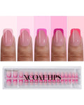 BTArtboxnails French Tip Press On Nails - Pink Short Square Valentines Press On Nails, Soft Gel Nail Tips, 160Pcs Soak Off Acrylic Fake Nail Extension in 16 Sizes