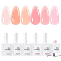 Makartt Jelly Nude Pink Gel Nail Polish Set: 6 Colors Neutral Jelly Nail Polish Kit 15ML One N'Done Sheer Translucent Effect Soak Off UV LED Nail Art Manicure Gift for Women