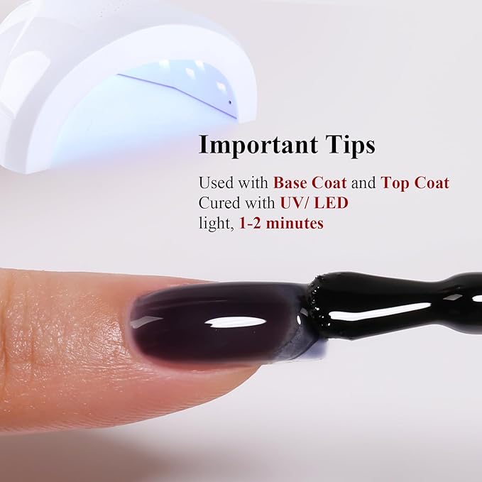 Jelly Gel Nail Polish, Black Jelly Nail Polish Gel Translucent Fall Winter Dark Blue Nail Gel Polish Sheer Soak off UV LED for Nail Art DIY Manicure 0.5 Fl Oz
