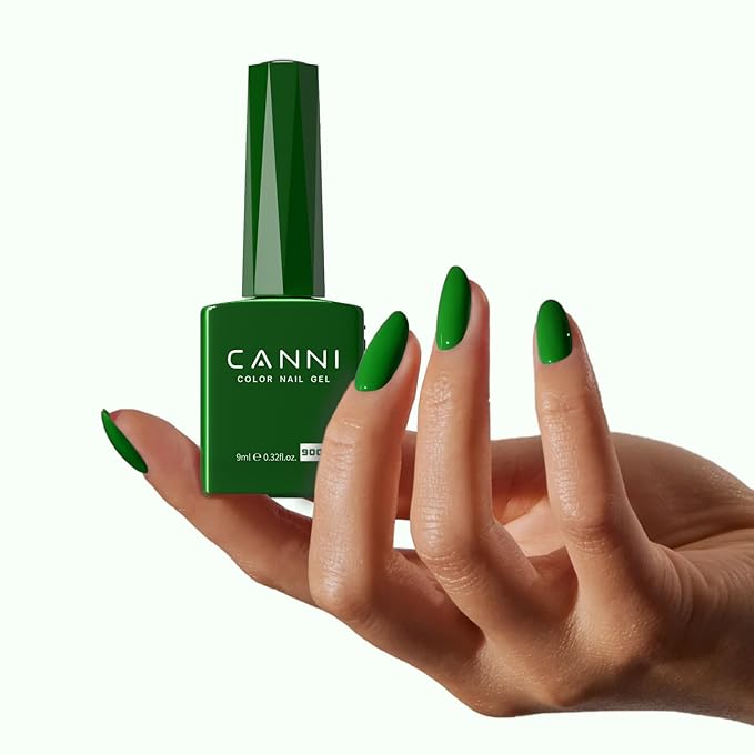 CANNI Dark Green Gel Nail Polish, 1Pcs Emerald Green Gel Polish Color High Gloss Soak Off U V Nail Manicure Salon DIY