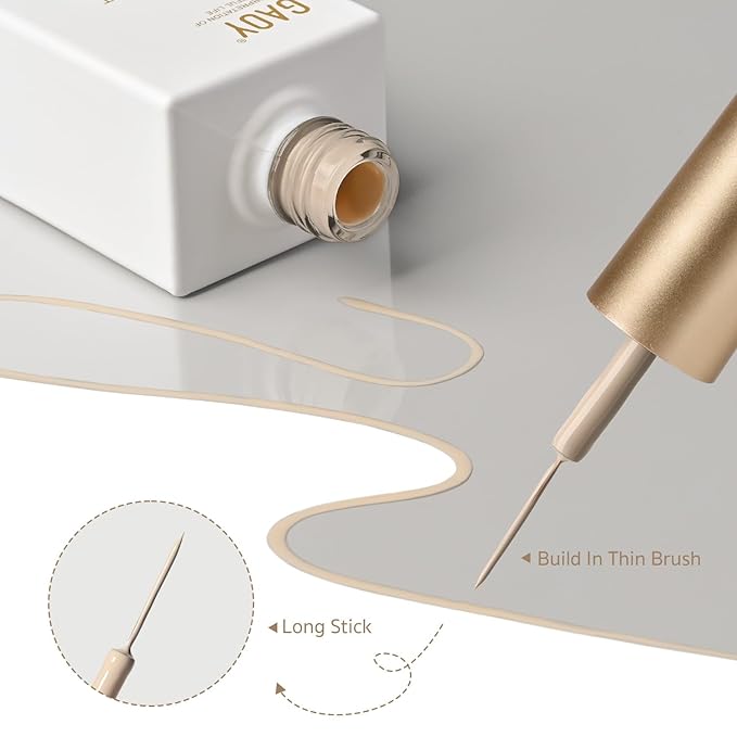 GAOY Nude Swirl Gel Nail Polish Art Liner, 12ml Skin Tones Neutral Color Nail Paint Design with Thin Brush, UV Light Cure for DIY French Manicure at Home