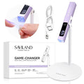 SAVILAND Handheld UV Light for Gel Nails: Magnetic Stand & 10S Flash Cure Light 3-Timer Modes Portable LED Nail Lamp Nail Dryer Cordless Gel Lamp LCD Screen Home DIY Manicure Purple