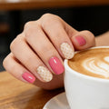Semi Cured Gel Nail Strips - Gold Polka Dot, 20 Pcs DIY at Home Nail Art, UV/LED Lamp Required, Beginner Friendly & Salon Quality Manicure