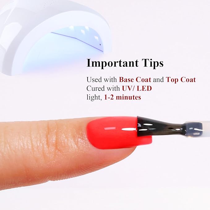 Neon Gel Polish, 0.5 Fl Oz Neon Strawberry Red Gel Nail Polish Spring Summer Soak off LED UV Art Starter Manicure Salon DIY Design