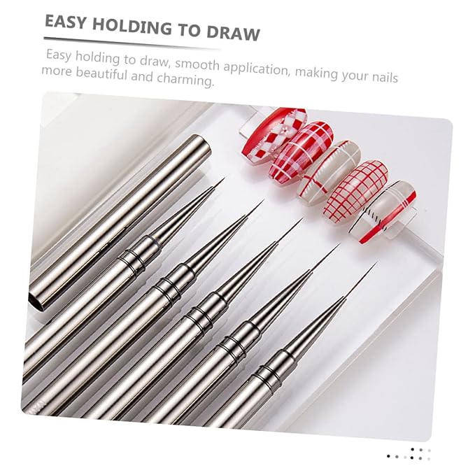 Nail Art Liner Brush Pen Precision Manicure Tool for Diy Nail Design Metal Handle for Home and Professional Use