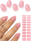 Semi Cured Gel Nail Strips (Sheer Nude Pink), Solid, 20 Pcs Gel Nail Wraps, Stickers, Salon Quality, Long Lasting, Works with Any UV Lamps