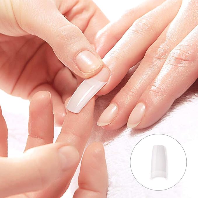 Acrylic Nail Tips Clear 500Pcs French Artificial False Tip for Manicure Nails Art Salons & Home DIY