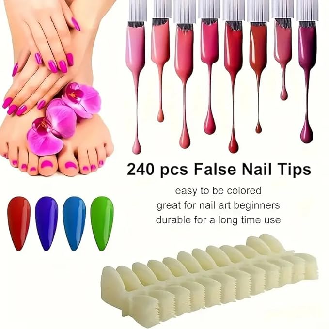 160 Nail Color Swatches Book - Professional Nail Color Display Book with 240Pcs Natural Colours Replaceable False Nail Tips, Nail Gel Color Card Book for Polish/UV Gel, Nail Art Design Sample Display