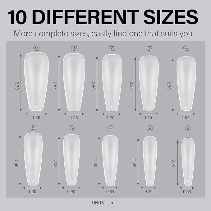 AILLSA Medium Coffin Nails Tips - Upgraded Matte Soft Full Cover Gel Nail Tips No Filed, 240Pcs Pre-shaped Gelly Tips Acrylic Clear Fake Press On Nail Tips for Soak Off Nail Extension 10 Sizes