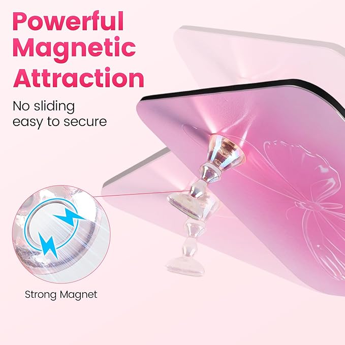 TADOPRO Nail Art Stand for Press Ons Fake Nail Tip Holder for Painting Nails Acrylic Nail Display Practice Kit with Magnetic Metal Base Nail Art Supplies Home DIY & Salon Use（pink02）