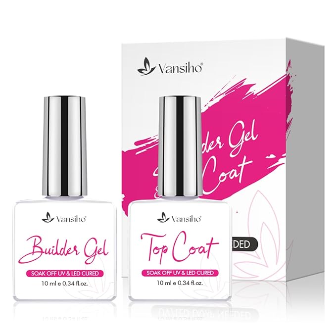 Vansiho French Protecting Builder Gel and Top Coat Set - Protect French Tips, 2 in 1 Strengthening Nails for Beginners & DIY Salon Manicurist Women