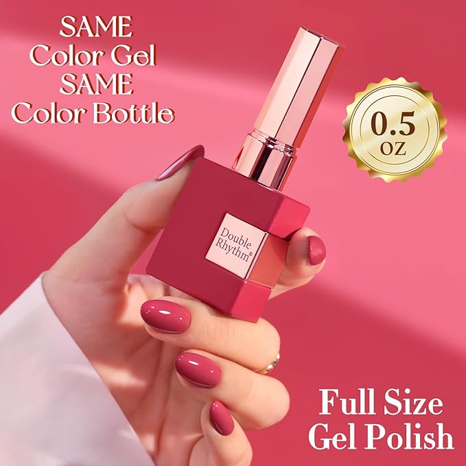 Double Rhythm 0.5 Oz Gel Nail Polish Neutral Natural Same Color Same Bottle Translucent Light Milky Pastel 15ML Manicure French Design Art DIY at Home (Bean Rose-A1518)