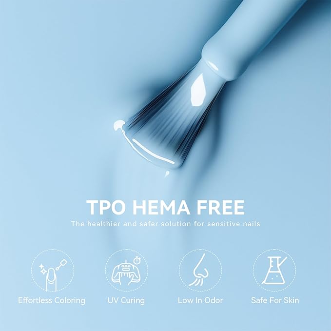 MEGIOR Baby Blue Gel Nail Polish 0.5 Fl Oz Sky Blue Long Lasting Soak Off UV LED Lamp Light Curing TPO Free Gel Polish Kit for Salon and Nail Art Starter Manicure DIY at Home