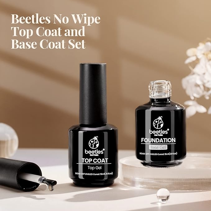 Beetles Romantic Wedding Gel Nail Polish Set Holiday Gift, 6 Colors Soak Off UV Manicure Kit with 2 Pcs 15ml No Wipe Gel Top Coat and Base Coat Set Gifts for Women