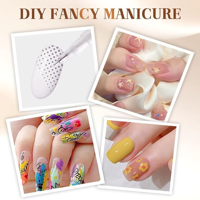Nail Art Pens Set, Upgrade Nails Art Markers Nail Pens for Girls 0.5mm Quick Dry Graffiti Dotting Point Liner Pens for Home Salon (#B)