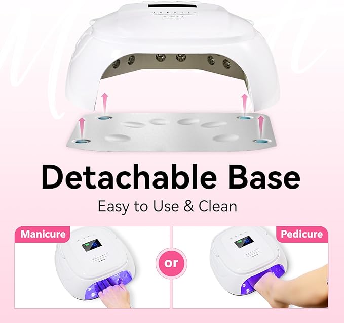 Makartt UV Nail Lamp – 30W Fast Curing UV Light with Handle Rechargeable Cordless Nail Dryer for Gel Nail Polish with 45 Beads Dual Lights 4 Timers LCD Smart Sensor for Nail Art Design(White)