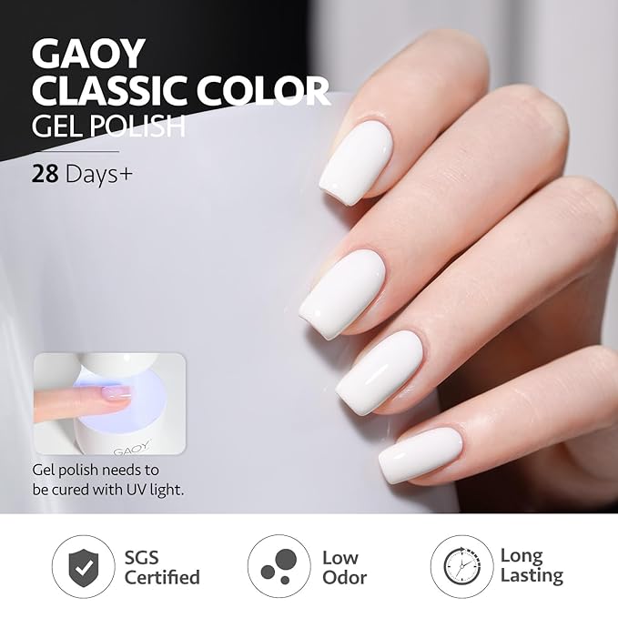 GAOY Black White Gel Nail Polish Set, 6 Colors Hot Pink Jelly Nude, UV Light Cure Gel Polish for Salon and Nail Art DIY at Home