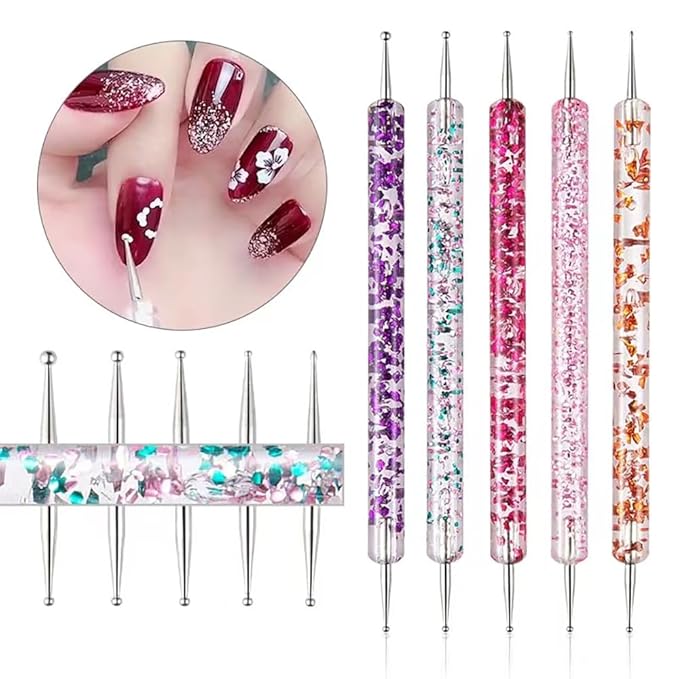24 Pieces Nail Art Tools Kit Resin Nail Art Palette Acrylic Silicone Engraving Pen Dotting Pen Mixing Palette Detail Brushes Tools for Nail Art DIY Home Salon Makeup Display (White)