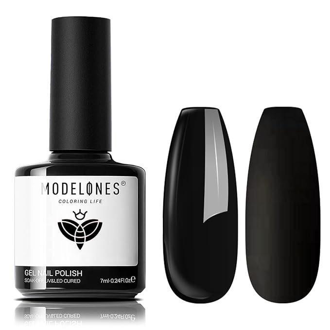modelones Black Gel Polish Black Gel Nail Polish Soak Off Pastel U V Color Base Gel Nail Polish High Glossy No Peel Thickening Nail Manicure 15 ML