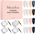 MelodySusie 4Pcs Chrome Nail Powder for Gel Nails, Aurora Fine Glitter Powder Mirror Effect Pigment Pearlescent Mermaid Pigment Pearl Glitter for Home DIY Salon Use