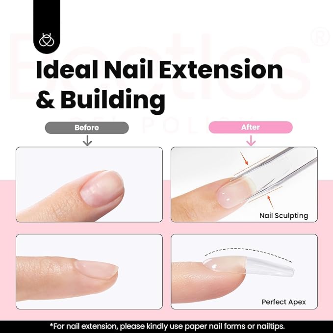 Beetles HEMA-Free Hard Gel for Nails-1.06oz 9 in 1 Jelly Pink UV/LED Lamp Cured Sculpting Stengthener Gel for Nail Extension & Nail Repair High Hardness for Manicurist Women