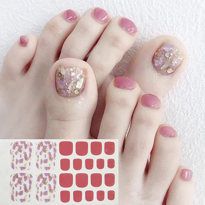 DANNEASY 20 Sheets Toe Nail Stickers Toenail Polish Strips Nail Wraps for Women Self Adhesive Toes Nail Polish Stickers Gel Nail Strips Toenails Manicure Sticker Nail Art Accessories with Nail File