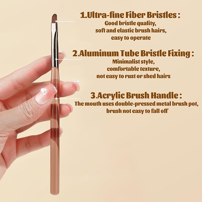 Nail Art Brushes, Nail Brushes for Nail Art Brush Acrylic Set Design Tools Brown (9Pcs)