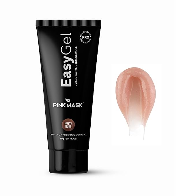 PINK MASK Easy Gel 2oz 60g- Nutty Nude, Professional Builder Enhancement Gel-Quick Nail Extension for Beginner DIY, Nail Strengthener-Long Lasting-Salon Quality-Thickening Solution