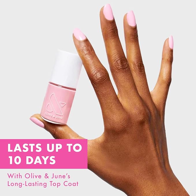 Olive & June Long Lasting Nail Polish | Plump Gel-Like Finish No Lamp Needed | Lasts up to 10 days | Salon-Quality 15-Free Vegan & Cruelty-Free Chip-Resistant | SE Bubbly Pink