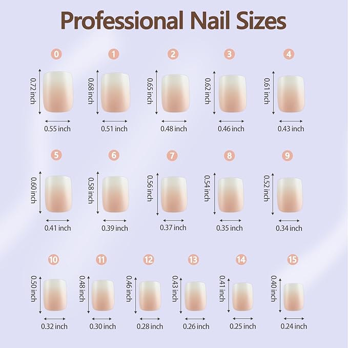 Misssix Ombre Gel Nail Tips, 160Pcs White Gradient Press on Nails Short Square, No Need to File Tips Pre-lasting, Fake Nails for Nail Art DIY 16 Sizes