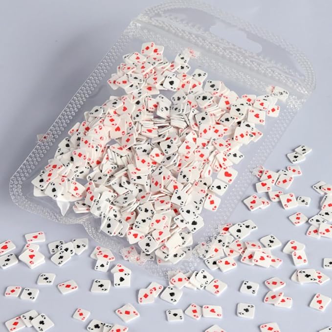 minkissy Poker Card Nail Charms Polymer Clay Nail Art Accessories for Diy Manicure 4.33X2.75In Unique Simulation Playing Card Design Durable Decoration