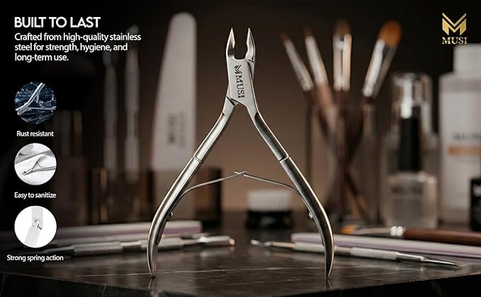 MUSI Cuticle Cutter & Nail Cutter- Durable, Stable & Super Sharp Stainless Steel, Precision Jaw Dead Skin Remover for Fingernails & Toenails, Manicure & Pedicure
