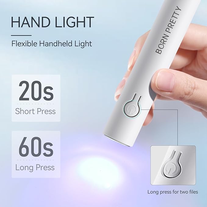 Born Pretty Mini U V Nail Lamp,Handheld Gel Polish Dryer,USB Rechargeable & Eye-Safe,Quick Cure for Gel Nails, Rhinestone Glue & Nail Art,Lightweight & Travel-Friendly
