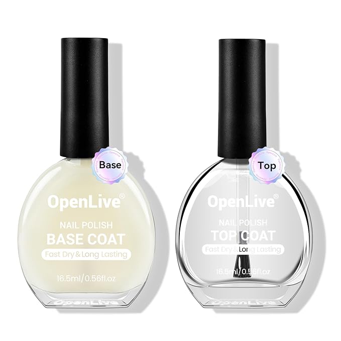 Base and Top Coat Nail Polish Quick Dry,16.5ml Large capacity Basic Nail Polish Set Fast Dry Air, High-Glossy Shiny, No U V Light Needed for Women Salon DIY Nail Art