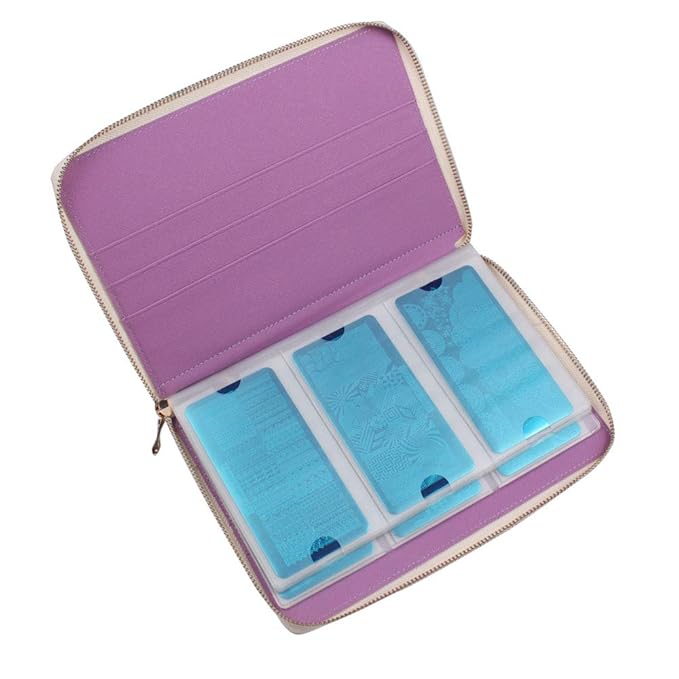 72 Slots Holographic Nail Plates Holder Case Stamping Templates Organizer Square & Round Printing Molds Collection Manicure Tool Accessorie (Silver)
