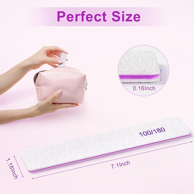 Nail Files (30 Pack), 100/180 Grit Double Sided Emery Boards for Natural & Acrylic Nails, Reusable Manicure for Women & Men, Professional Fingernail Filer & Lima de Uñas for Salon & Home Use