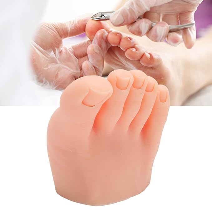 Nails Art Training Display Fake Half Foot Model, Nail Art Foot Model, Light Skin Color Practice Silicone Foot Model (Right)