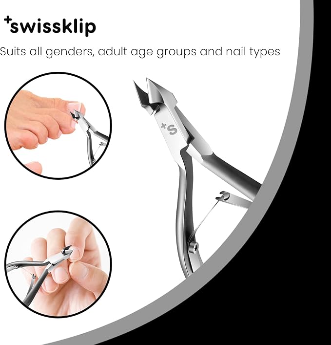 Swissker by Swissklip Cuticle Trimmer, Cuticle Remover, White Elephant gifts, Cuticle Nippers, Cutter, Nail Nipper used along with Cuticle Pusher Tool, Nail Cuticle Trimmer (Pack of 4)