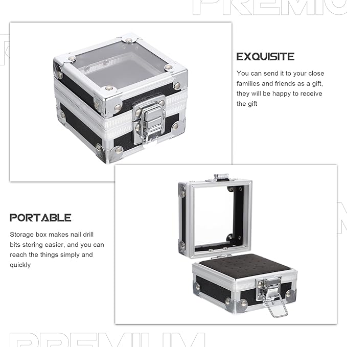 Beaupretty Nail Drill Grinding Bit Holder Box- Drill Bit Case Stand Displayer Acrylic Manicure Grinding Head Display Box