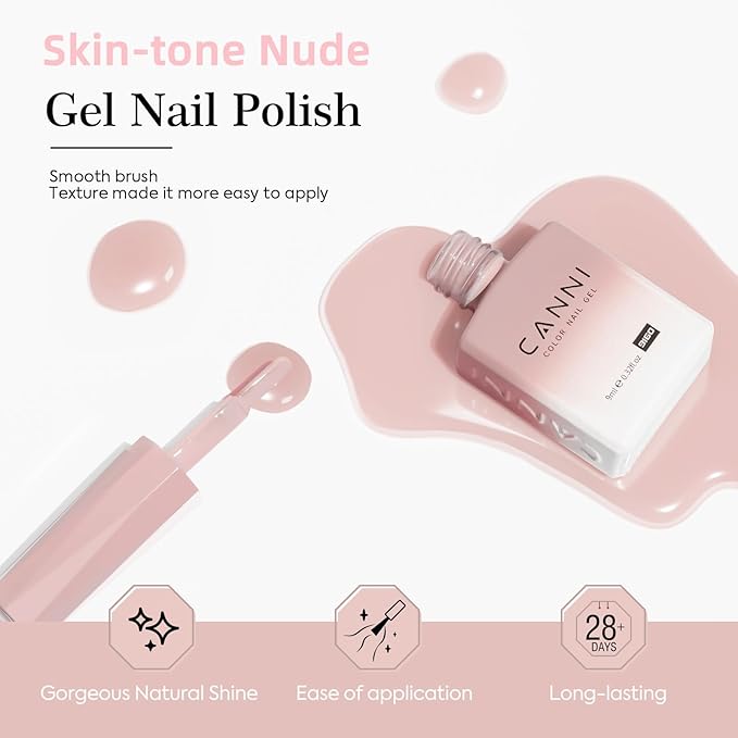 CANNI 6 Colors 9 ML Hema-Free Nude Pink Gel Nail Polish Set, Light Pink Nude Soft Pale Baby Pink Gel Polish Set, Soak Off LED Nail Manicure Kit DIY at Home Salon Gifts