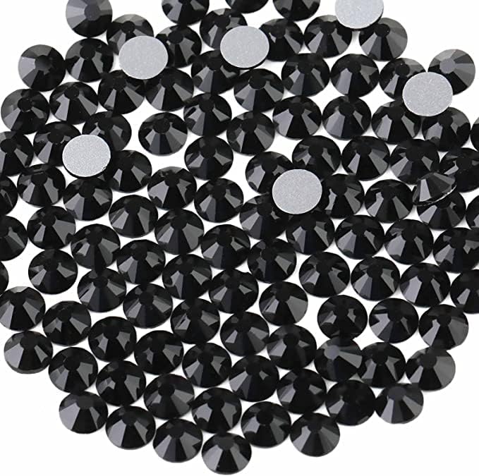Beadsland 2880pcs Flat Back Crystal Rhinestones Round Gems for Nail Art and Craft Glue Fix,Black,SS16,3.8-4.0mm