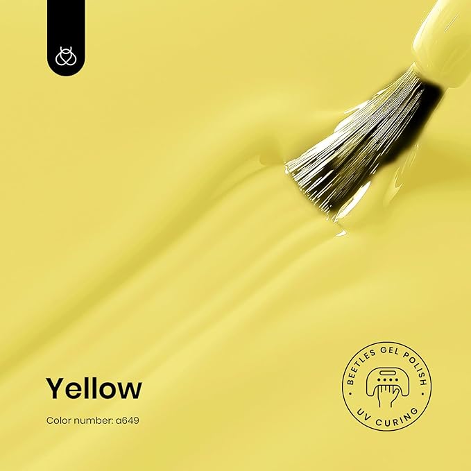 beetles Gel Polish, 15ml Canary Yellow Color Gel Polish Soak Off LED Nail Lamp Gel Polish Nail Art DIY Home Manicure Salon Gel 0.5OZ