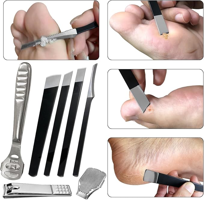 37 Pcs Callus Shaver for Feet Set, Foot Callus Shaver, (1 Foot Razor for Callus Removal &1 File Heads & 4 Pedicure Knife & 1 Nail Clippers & 30 Replacement Slices Blades)