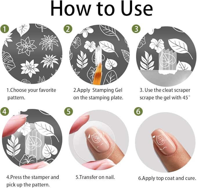 PH PandaHall Leaf Nail Stamping Plates Rainforest Leaves Nail Image Plates Flower Theme Nails Art Stencils Tropical Plants Manicure Stamp Templates for Women Manicures Salon Design DIY Printing, 2pcs