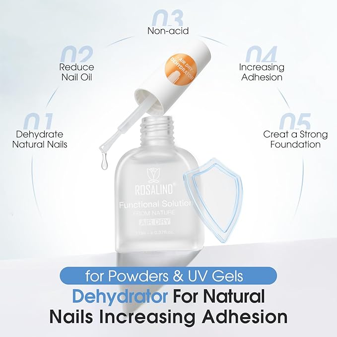 ROSALIND 2pcs 11ml Nail Dehydrator and Primer,Nail Bonding Agent for Gel Polish and Acrylic Nails, Long-Lasting No-Lift Prep for Salon & DIY Manicures