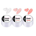 Better Non-Stick Hand Extension Glue,3 Colors Solid Nail Glue Gel Can Be Shaped at Will,Nail Tips Glue Gel for Acrylic Nails and Nail DIY Use,Need UV/LED Lamp Cure (White&Nude&Coral)